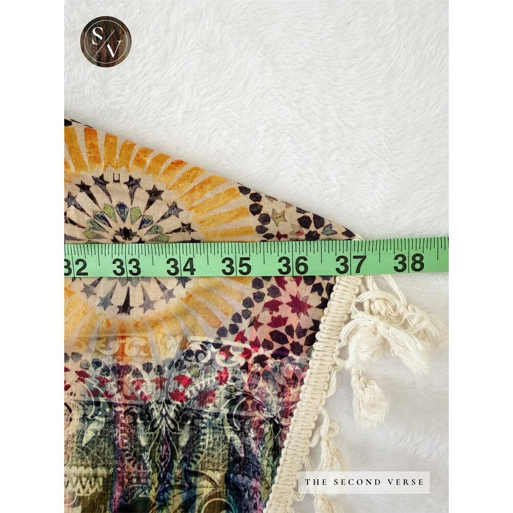 World Unity Boho Graphic  Live and Let Live Scoop Neck Printed Poncho Plus Size - Picture 5 of 9